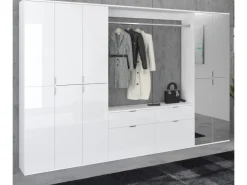 Inn.Furn Garderoben-Set 5-teilig Weiß Hochglanz 273 cm Viel Stauraum SystemX* Möbelserien