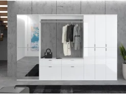 Inn.Furn Garderoben-Set 5-teilig Weiß Hochglanz 273 cm Viel Stauraum SystemX* Möbelserien