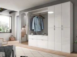 Inn.Furn Garderoben-Set 5-teilig Weiß Hochglanz 273 cm Viel Stauraum SystemX* Möbelserien