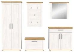 Inn.Furn Garderoben-Set 5-teilig Weiß Lärche 285 cm Landhaus-Stil Mirano