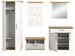 Inn.Furn Garderoben-Set 5-teilig Weiß Lärche 285 cm Landhaus-Stil Mirano