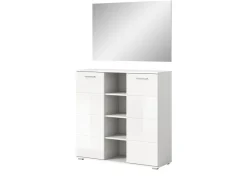 Inn.Furn Garderoben-Set 2-teilig Weiß Hochglanz 110 cm mit 10 Fächern Grazie* Möbelserien