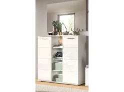 Inn.Furn Garderoben-Set 2-teilig Weiß Hochglanz 110 cm mit 10 Fächern Grazie* Möbelserien