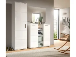 Inn.Furn Garderoben-Set 2-teilig Weiß Hochglanz 110 cm mit 10 Fächern Grazie* Möbelserien