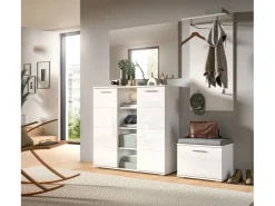 Inn.Furn Garderoben-Set 2-teilig Weiß Hochglanz 110 cm mit 10 Fächern Grazie* Möbelserien