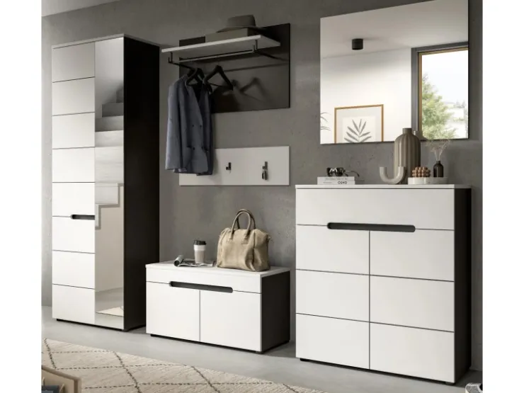 Inn.Furn Garderoben-Set 6-teilig in Weiß und Grau 255 cm Cooper* Möbelserien