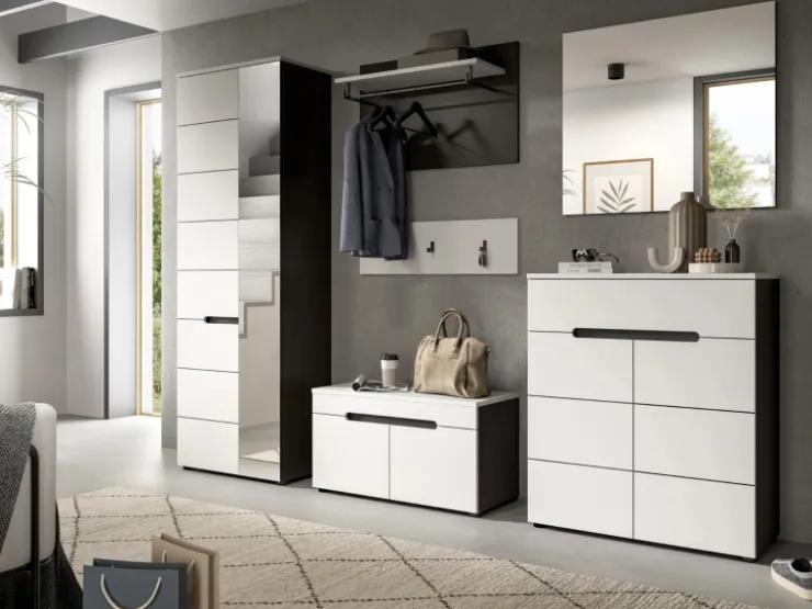 Inn.Furn Garderoben-Set 6-teilig in Weiß und Grau 255 cm Cooper* Möbelserien