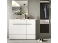 Inn.Furn Garderoben-Set 3-teilig in Weiß und Grau 180 cm Cooper