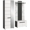 Inn.Furn Garderoben-Set 3-teilig in Weiß und Grau 160 cm Cooper