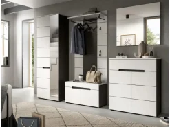 Inn.Furn Garderoben-Set 3-teilig in Weiß und Grau 160 cm Cooper