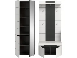 Inn.Furn Garderoben-Set 3-teilig in Weiß und Grau 160 cm Cooper