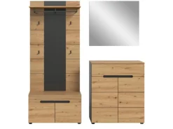 Inn.Furn Garderoben-Set 4-teilig in Eiche und Grau 175 cm Cooper