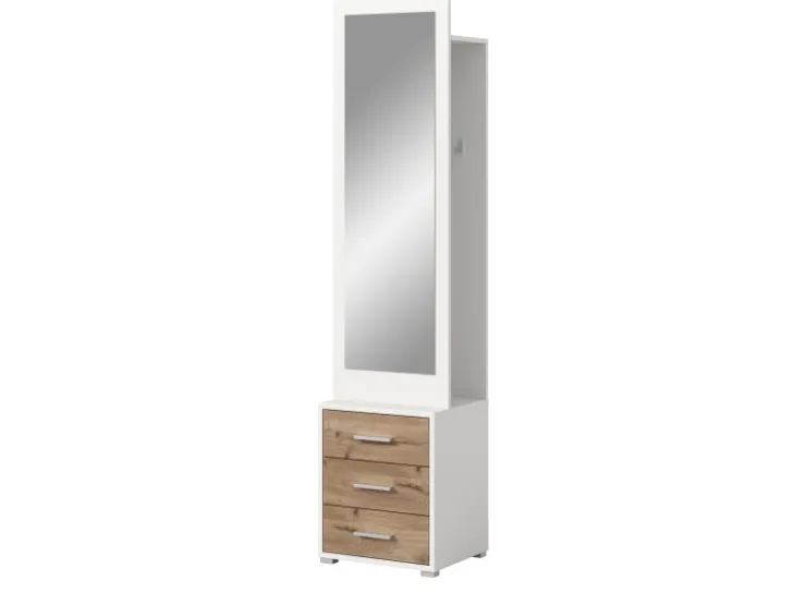 Inn.Furn Kompaktgarderobe in Weiß und Eiche 45 x 190 cm Pallas* Möbelserien
