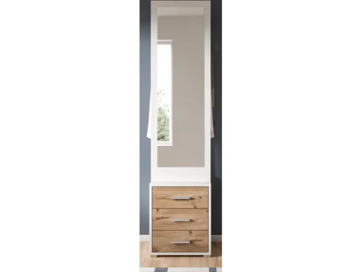 Inn.Furn Kompaktgarderobe in Weiß und Eiche 45 x 190 cm Pallas* Möbelserien