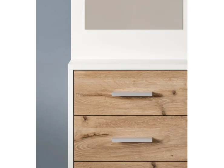 Inn.Furn Kompaktgarderobe in Weiß und Eiche 45 x 190 cm Pallas* Möbelserien