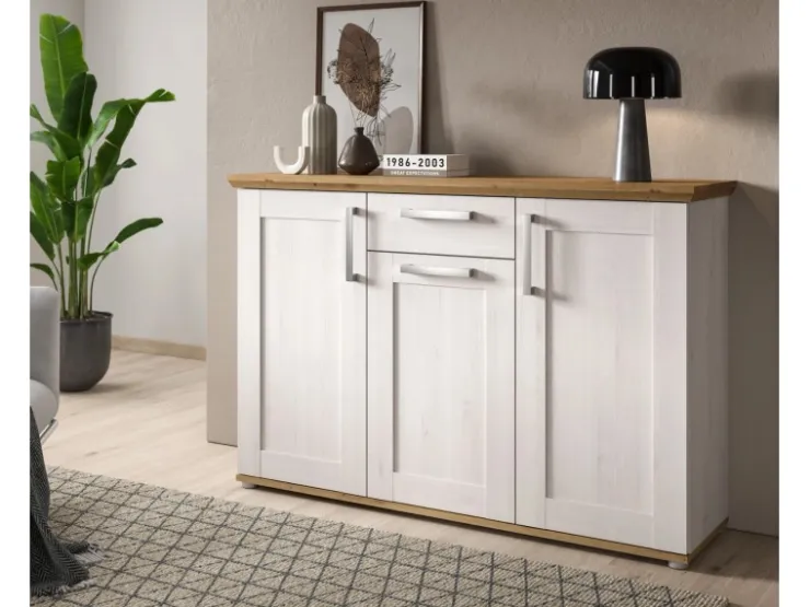 Inn.Furn Sideboard Weiß Lärche Eiche Artisan 137 cm Landhaus-Stil Mirano* Sideboards