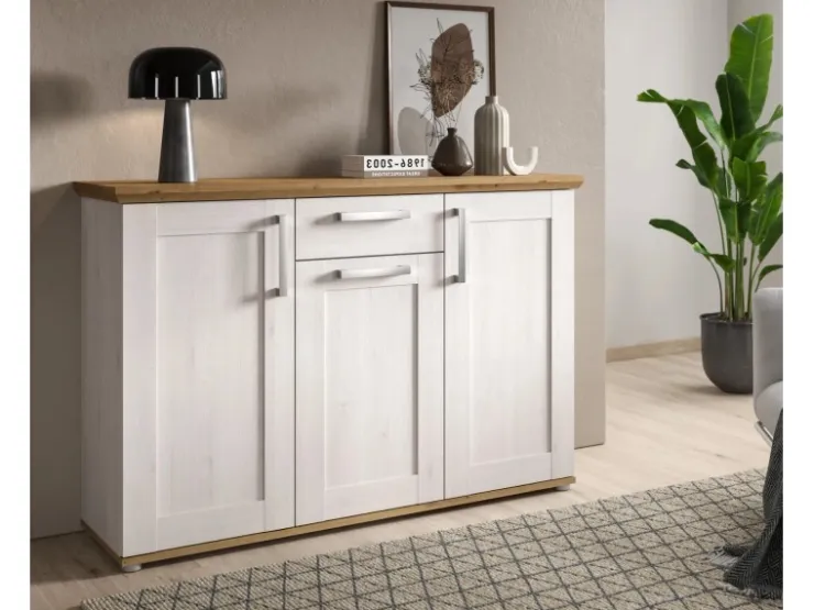 Inn.Furn Sideboard Weiß Lärche Eiche Artisan 137 cm Landhaus-Stil Mirano* Sideboards