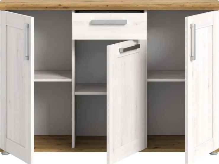 Inn.Furn Sideboard Weiß Lärche Eiche Artisan 137 cm Landhaus-Stil Mirano* Sideboards