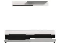Inn.Furn TV-Lowboard und Wandboard in Weiß und Grau 170 cm Cooper