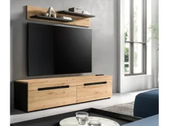 Inn.Furn TV-Lowboard und Wandboard in Eiche und Grau 170 cm Cooper