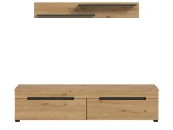 Inn.Furn TV-Lowboard und Wandboard in Eiche und Grau 170 cm Cooper