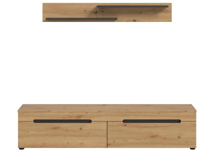 Inn.Furn TV-Lowboard und Wandboard in Eiche und Grau 170 cm Cooper