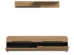 Inn.Furn TV-Lowboard und Wandboard in Eiche und Grau 170 cm Cooper