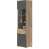 Inn.Furn Vitrine Eiche Grau 57 x 200 cm mit Soft-Close Tomaso* Vitrinen
