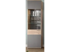 Inn.Furn Vitrine Eiche Grau 57 x 200 cm mit Soft-Close Tomaso* Vitrinen