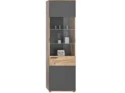 Inn.Furn Vitrine Eiche Grau 57 x 200 cm mit Soft-Close Tomaso* Vitrinen