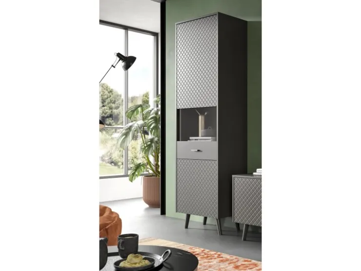 Inn.Furn Vitrine in Grau Matt 58 x 195 cm Madea* Vitrinen