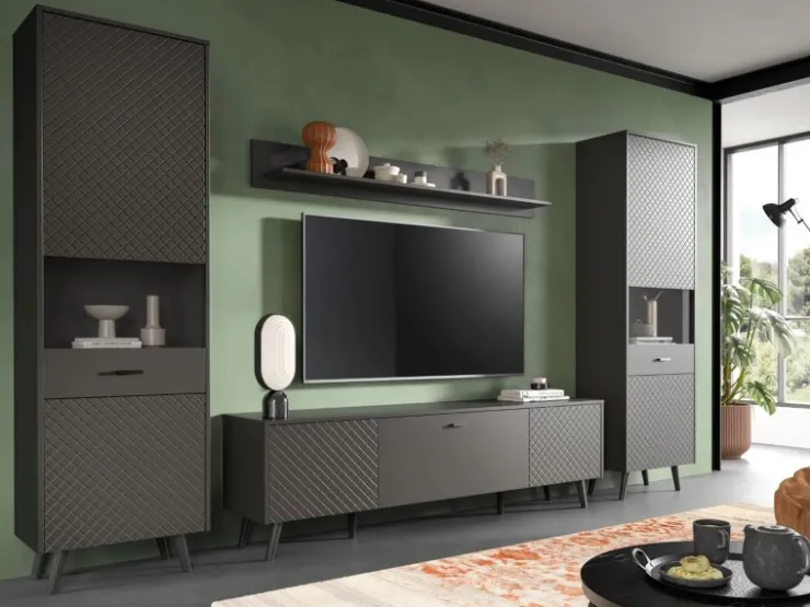 Inn.Furn Vitrine in Grau Matt 58 x 195 cm Madea* Vitrinen