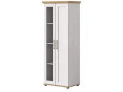 Inn.Furn Vitrine in Weiß Lärche Landhaus 64 x 161 cm Mirano* Vitrinen