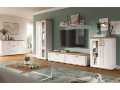 Inn.Furn Vitrine in Weiß Lärche Landhaus 64 x 161 cm Mirano* Vitrinen