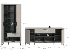 Inn.Furn Wohnwand in Kaschmir und Schwarz 290 cm Morena* Wohnwände