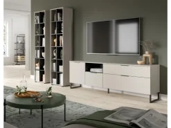Inn.Furn Wohnwand in Kaschmir und Schwarz 305 cm mit Soft-Close Morena* Wohnwände