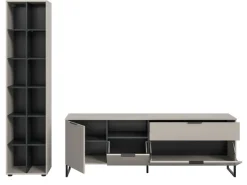 Inn.Furn Wohnwand in Kaschmir und Schwarz 245 cm mit Soft-Close Morena* Wohnwände