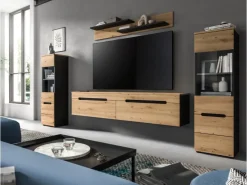 Inn.Furn Wohnwand in Eiche und Grau 272 cm Cooper