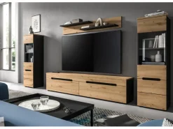 Inn.Furn Wohnwand in Eiche und Grau 272 cm Cooper