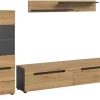 Inn.Furn Wohnwand in Eiche und Grau 221 cm Cooper* Schweberegale