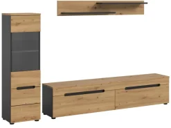 Inn.Furn Wohnwand in Eiche und Grau 221 cm Cooper* Schweberegale