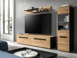 Inn.Furn Wohnwand in Eiche und Grau 221 cm Cooper* Schweberegale