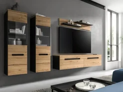 Inn.Furn Wohnwand in Eiche und Grau 221 cm Cooper* Schweberegale