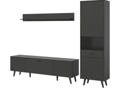 Inn.Furn Wohnwand in Grau Matt 258 cm Madea* Schweberegale|Wohnwände