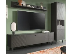 Inn.Furn Wohnwand in Grau Matt 258 cm Madea* Schweberegale|Wohnwände