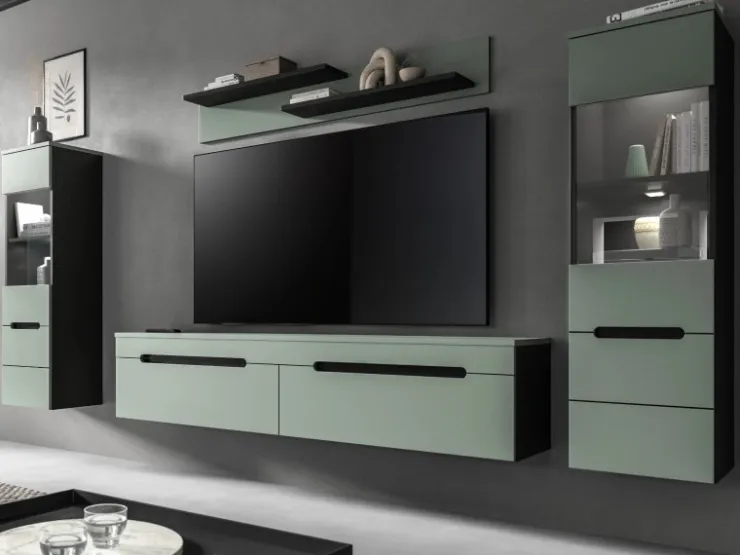 Inn.Furn Wohnwand in Salbei und Grau 272 cm Cooper* Schweberegale