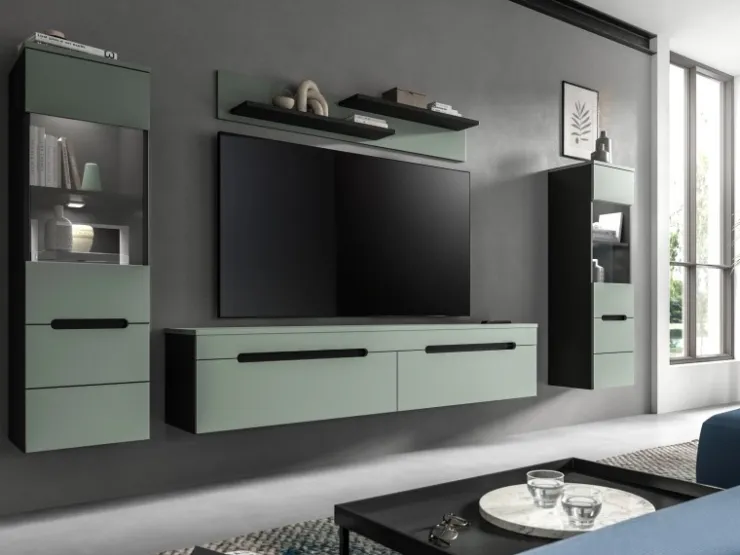 Inn.Furn Wohnwand in Salbei und Grau 221 cm Cooper* Schweberegale