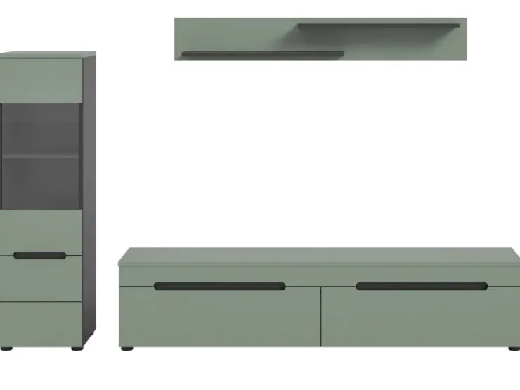 Inn.Furn Wohnwand in Salbei und Grau 221 cm Cooper* Schweberegale