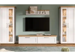 Inn.Furn Wohnwand in Weiß Lärche Landhaus 4-teilig 316 cm Mirano* Wohnwände|Vitrinen