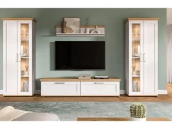 Inn.Furn Wohnwand in Weiß Lärche Landhaus 4-teilig 316 cm Mirano* Wohnwände|Vitrinen
